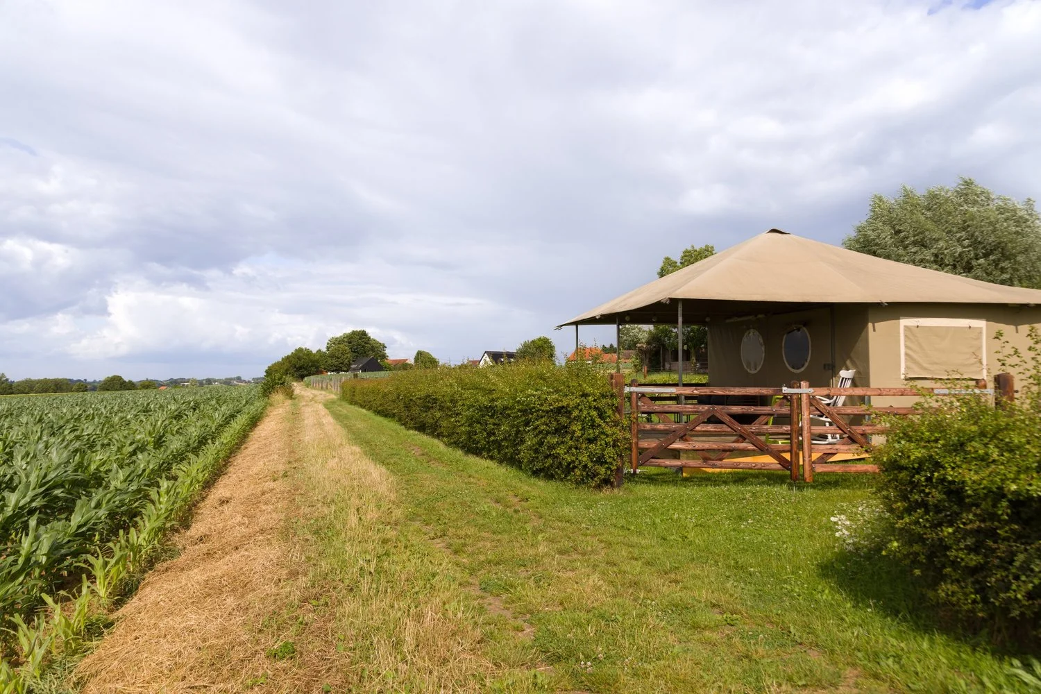 Buitenomgeving safaritent in de Vlaamse Ardennen